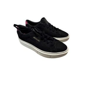 Adidas Sleek Super Womens Sneakers Black Pink Suede Platform Shoes21 Size 6